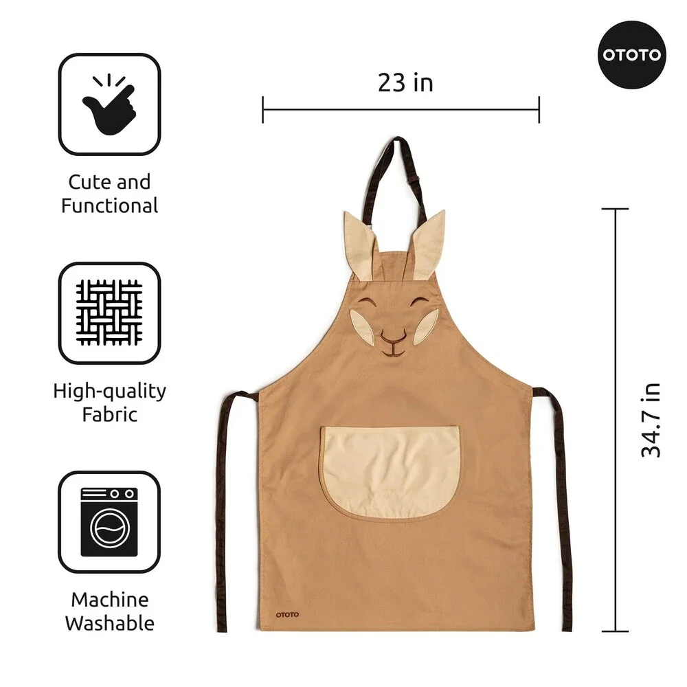 OTOTO White Aproo Cooking Apron – Cute Kitchen Pockets Funny BROWN APROO ONLY